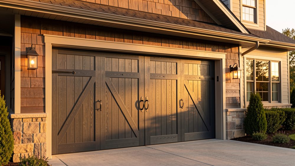 Carriage-style garage door on a San Antonio home