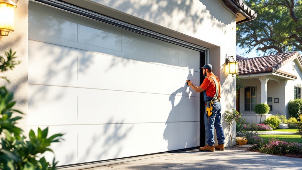 Garage door repair work in progress